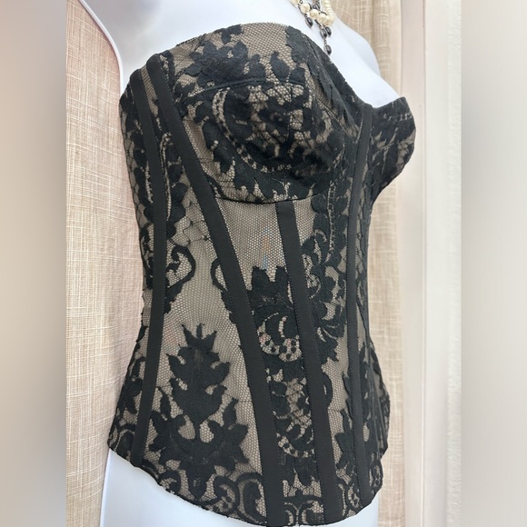 TEMPERLEY LONDON “Amy Winehouse” Black Lace & Mushroom Silk Corset Bustier US 4 - Picture 2 of 16